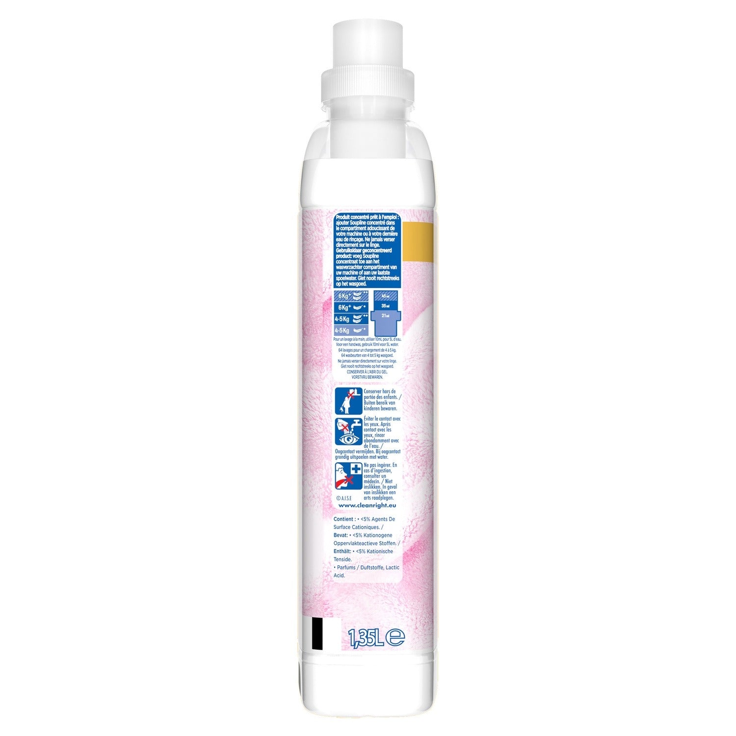 SOUPLINE Adoucissant hypoallergénique pour bébé, Amande douce, Concentré, 64 lavages, 1,35 L