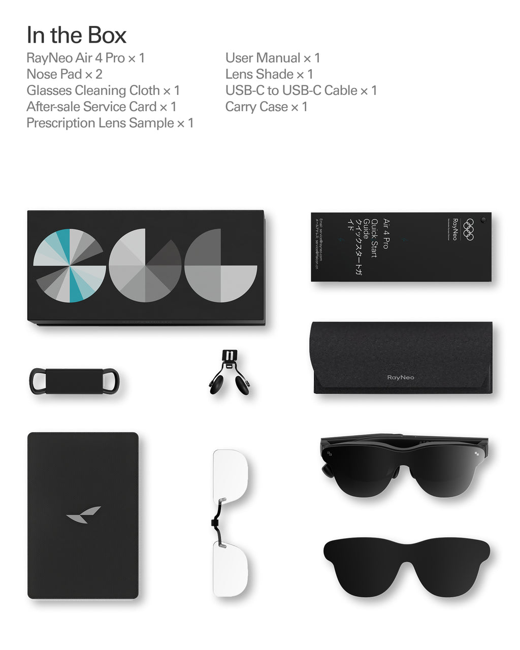 RayNeo Air 4 Pro, lunettes AR/XR 3D pour films et jeux, écran HDR10, puce Vision 4000, cinéma virtuel 201-pouces, compatibles iPhone 17, 16, 15 / Android / Switch 2 / Mac / Steam Deck / PS4 / PS5