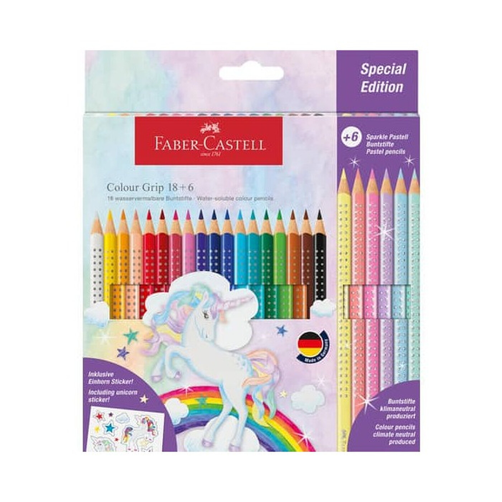 FABER-CASTELL Colour Grip Licorne Lot de 24 crayons de couleur