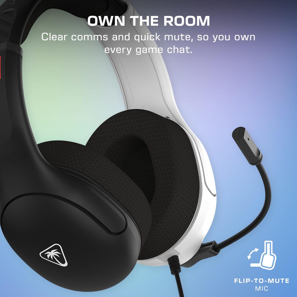 TURTLE BEACH Airlite Fit Casque Gaming Filaire (Prise 3.5mm) - Micro Muet par Basculement - Nintendo Switch 2, Switch, Switch OLED, Switch Lite, PC & Mobile - Noir/Blanc