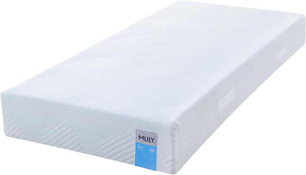 MLILY Matelas pneumatique IGR CertiPUR 120 x 200 cm Fermeté 2-en-1 Mi-ferme/Ferme Frais/Chaud Ergonomique 7 zones Mousse AirCell/CoolFlex/BlueFlow Seaqual Oeko-Tex 100 CertiPUR