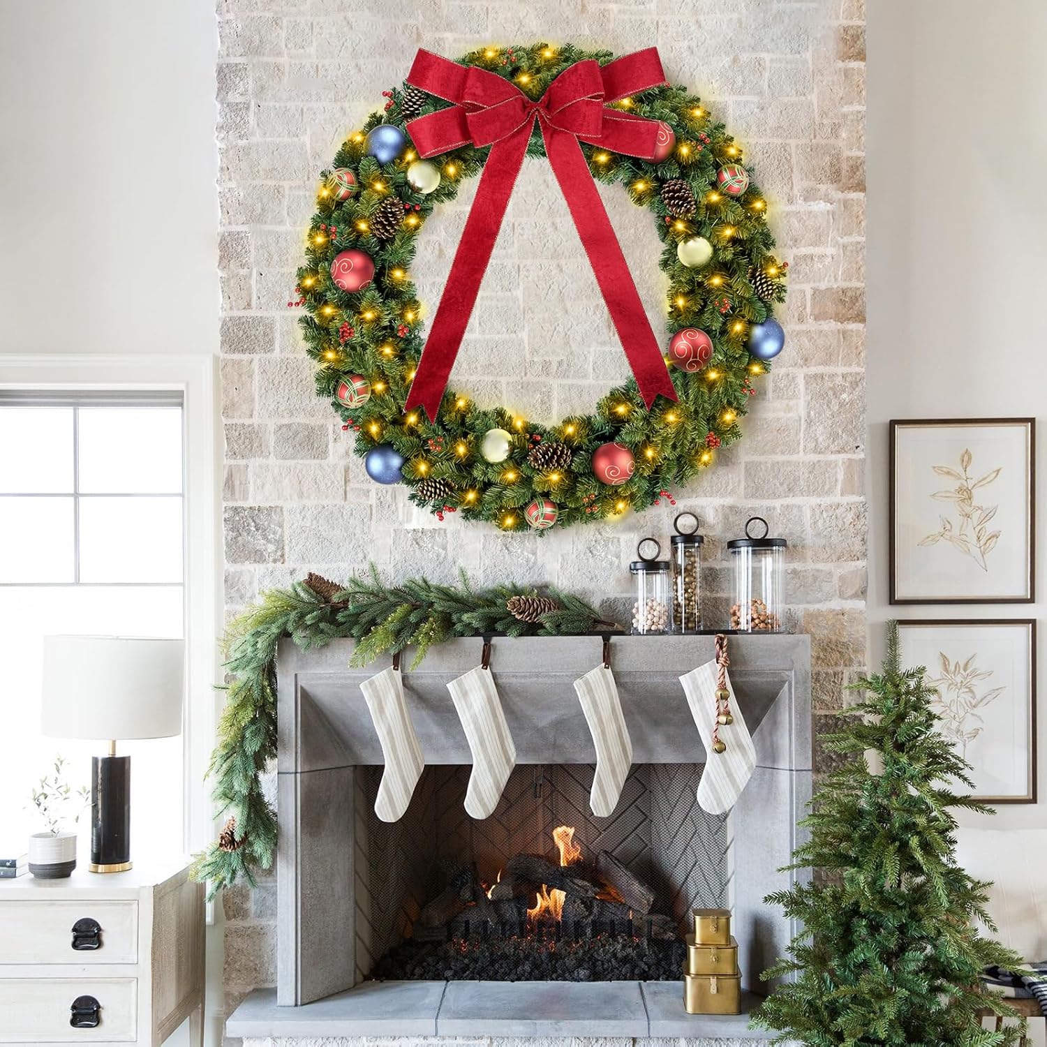DDHS Couronne de Noël 60 pouces avec lumières - 1 pièce