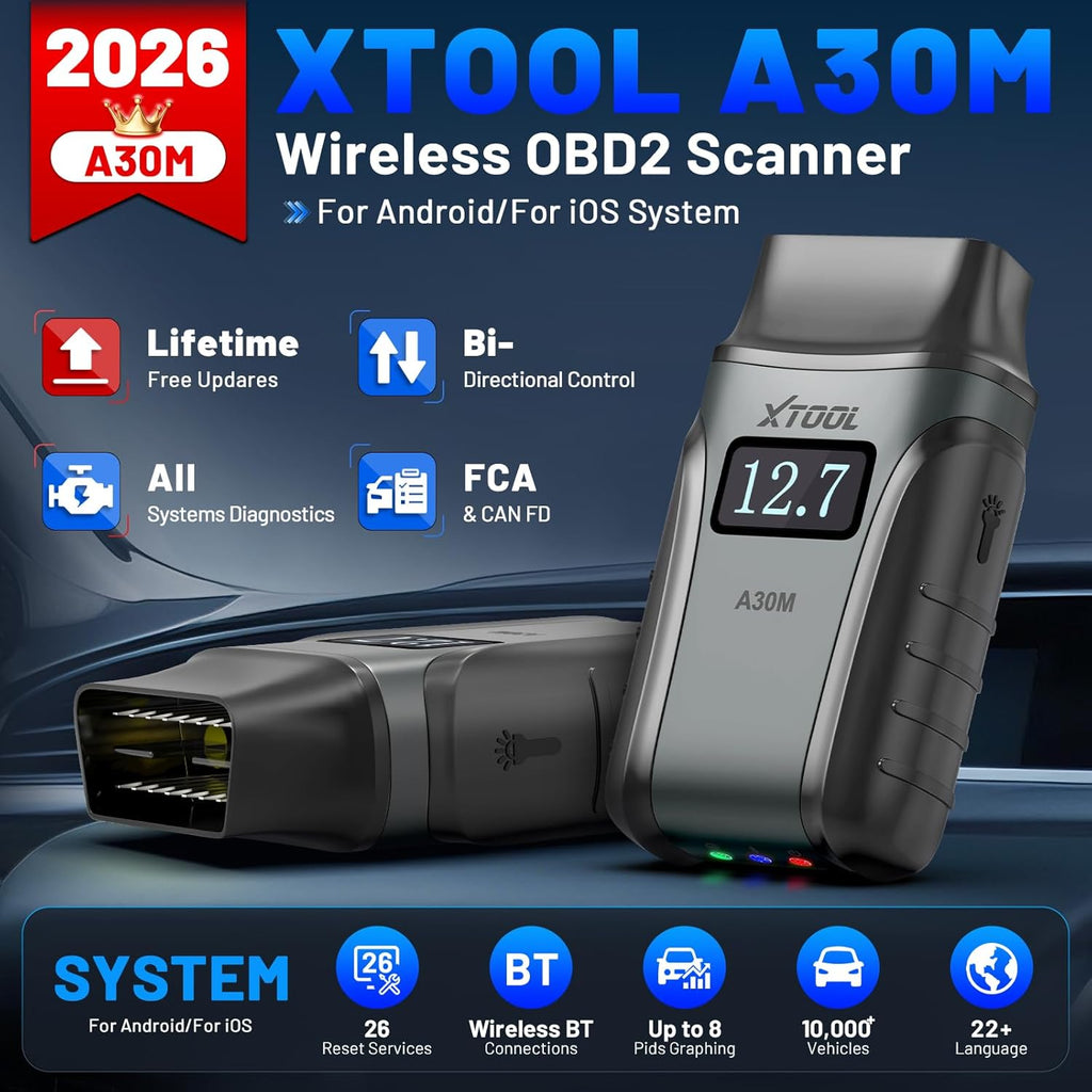 xtool A30M V2.0 Scanner OBD2 Outil de Diagnostic, 26 Réinitialisations, Tous Systèmes | Outil de Scan Bidirectionnel Bluetooth