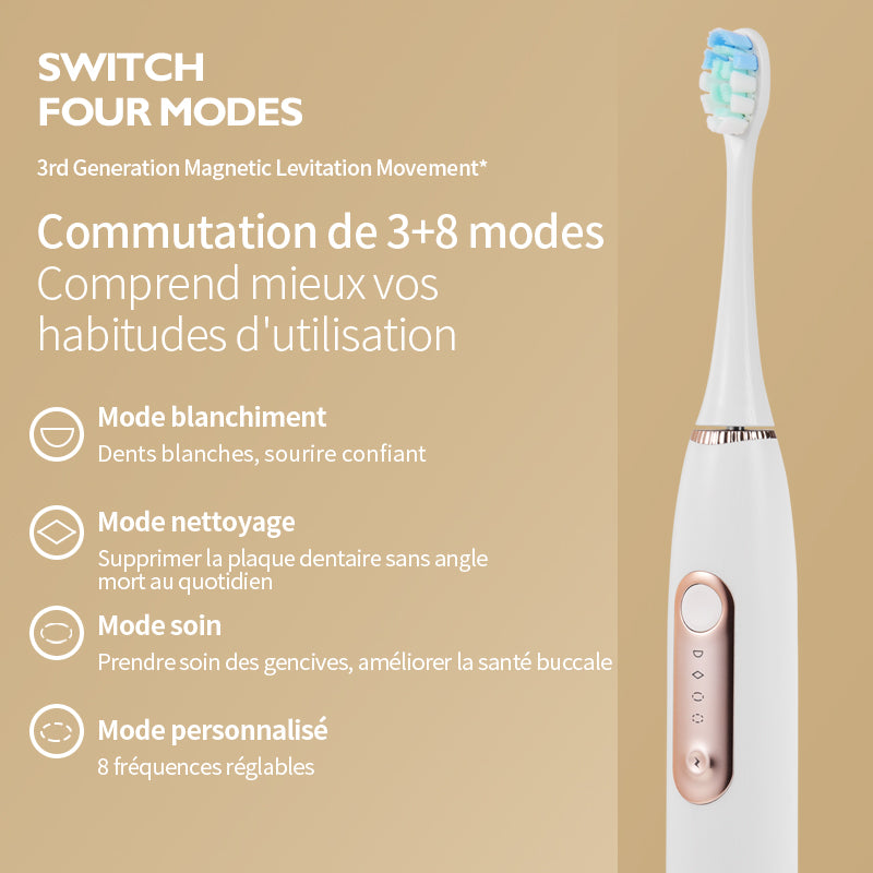 Rushi R-C31 Brosse à dents électrique avec charge USB-C et batterie 1500 mAh - noir