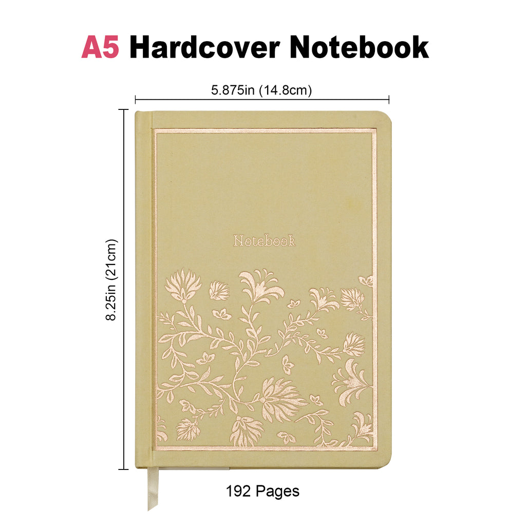 JUBILUU Carnet ligné A5 à couverture rigide en tissu floral 96 pages - Peach Blossom