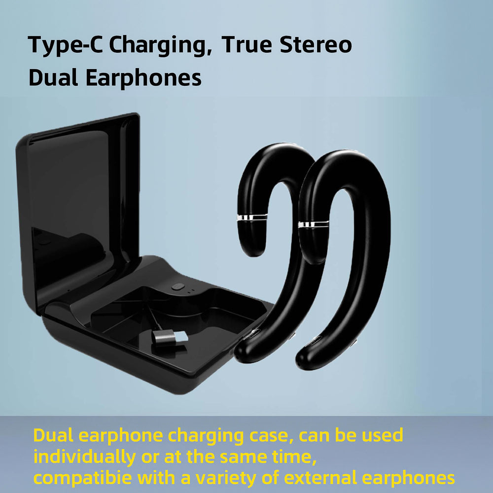 VoxorAI C6 Casque de traduction IA binaural Noir, Traduction en temps réel prenant en charge 140 langues, Casque de jeu Bluetooth stylé pour l’apprentissage, les voyages et les affaires