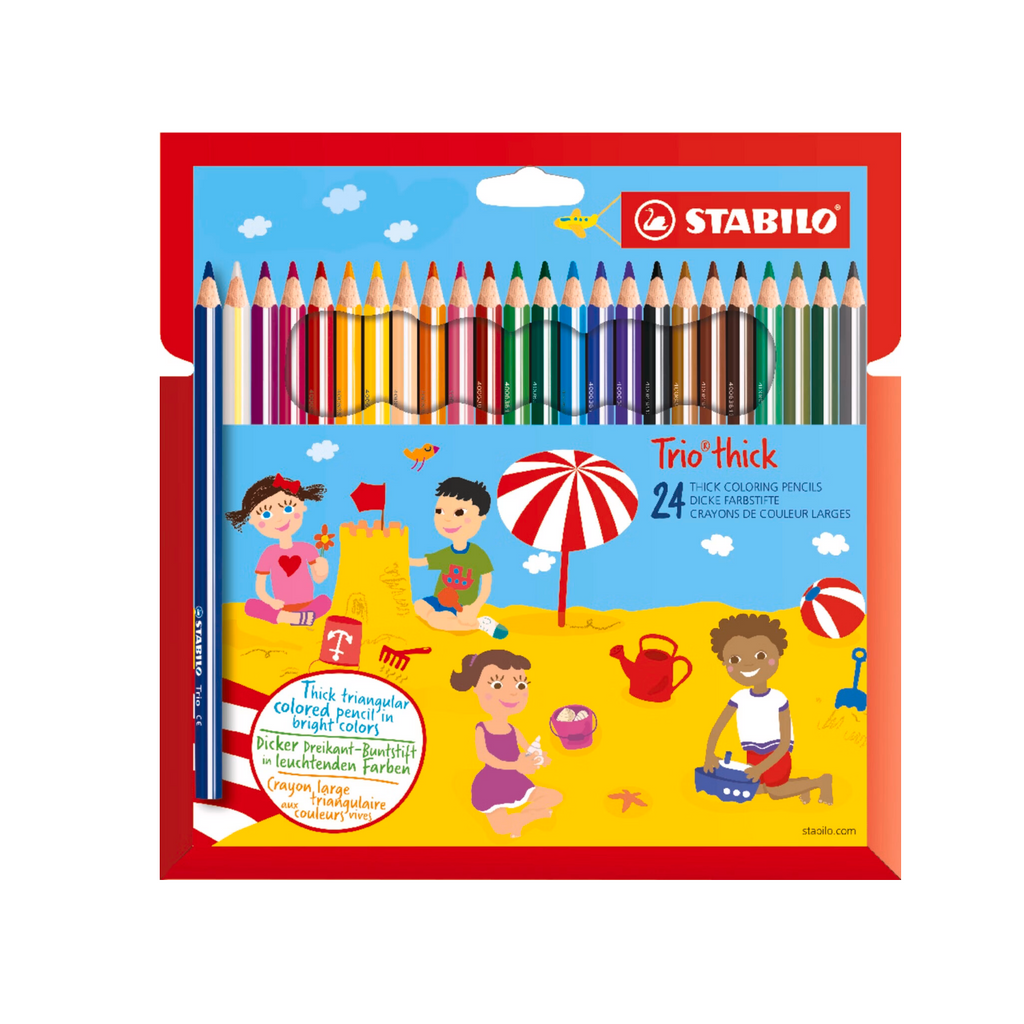STABILO Trio Crayons de couleur épais, Couleurs assorties, Lot de 24