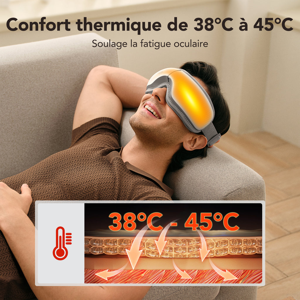 SKG ES300 Masseur oculaire Massage chauffant par coussin d'air - léger, douillet et merveilleusement confortable Soulage la fatigue oculaire Cadeau pour l'être aimé