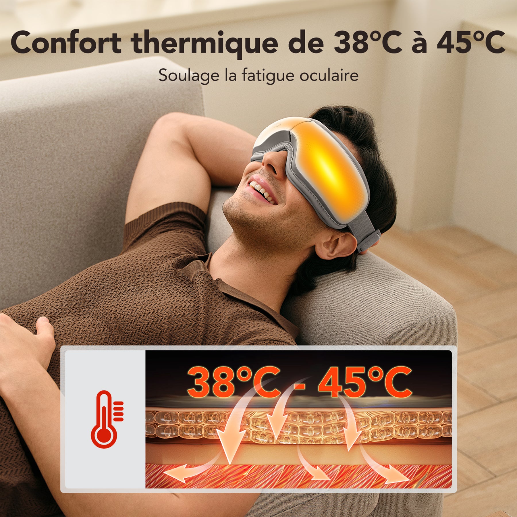 SKG ES300 Masseur oculaire Massage chauffant par coussin d'air - léger, douillet et merveilleusement confortable Soulage la fatigue oculaire Cadeau pour l'être aimé