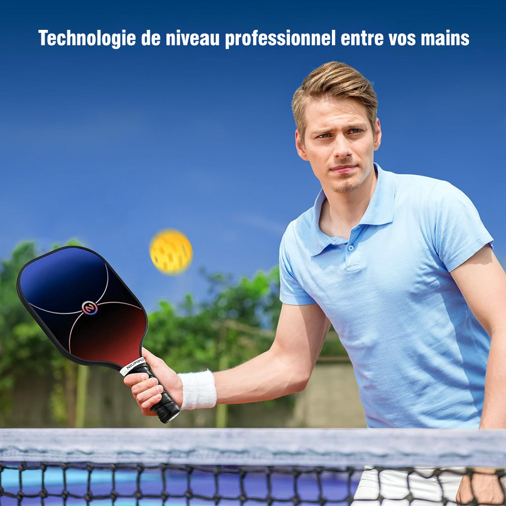 Niupipo Lot de 2 raquettes de pickleball MX-75, matériau en fibre de carbone, noyau nid d’abeille en polypropylène, certifiées USAPA, légères et durables, pour débutants et professionnels