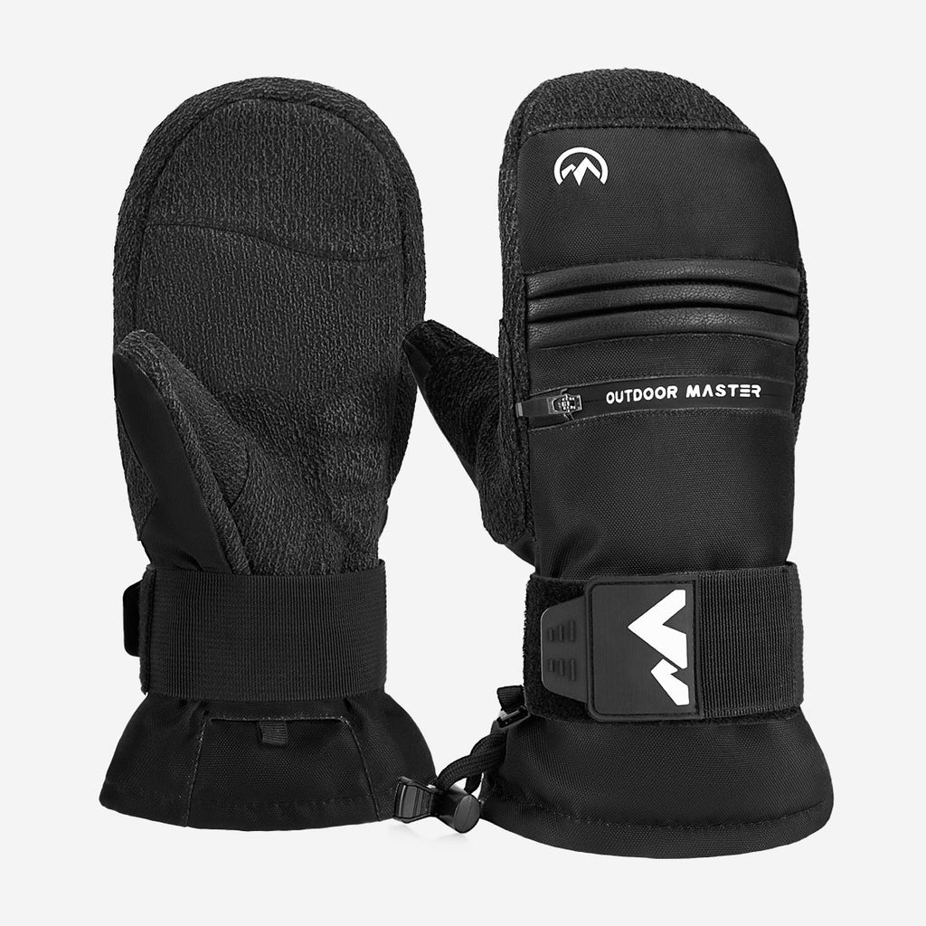 OutdoorMaster Mitaines de ski imperméables 3M et KEVLAR pour hommes et femmes noir - Taille L