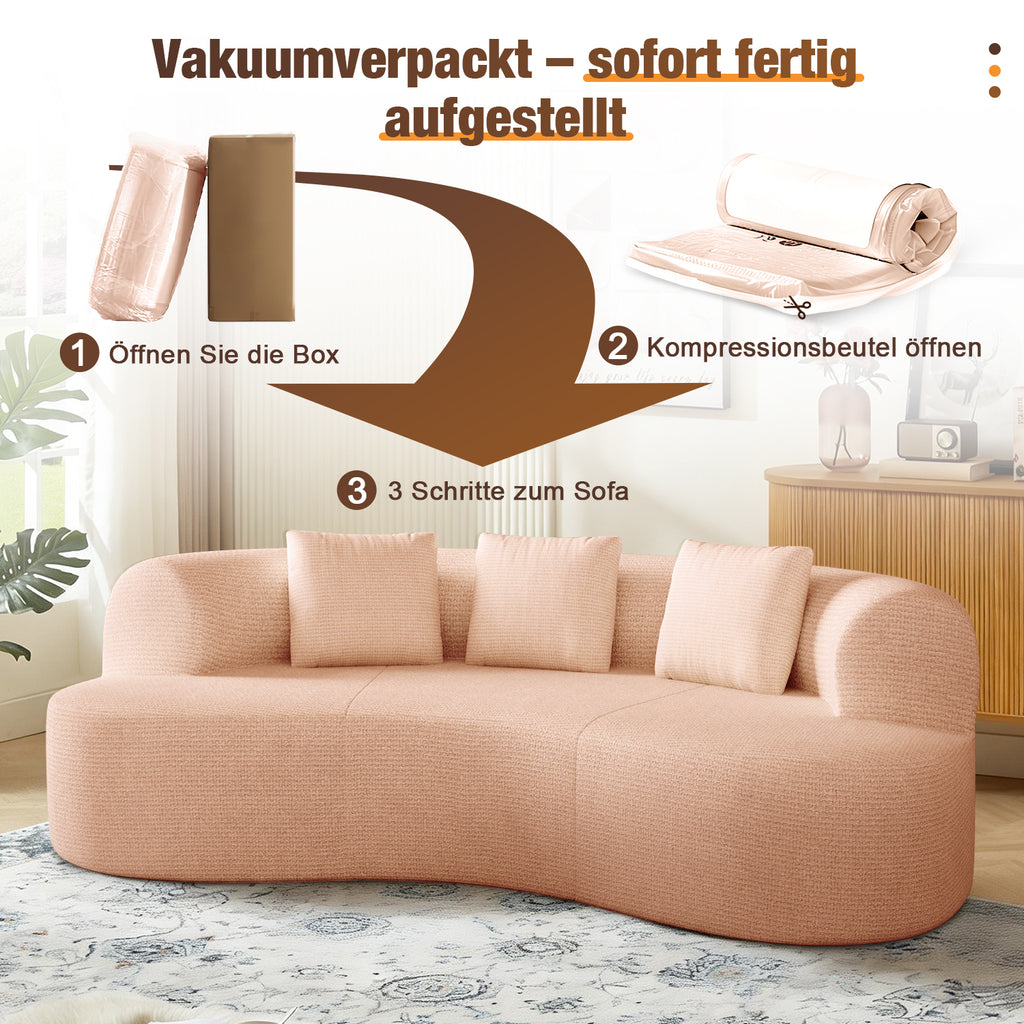 GTIMEX : Canapé 2 places série Lexzurn, Canapé modulable en chenille, 168 x 90 x 67 cm, Capacité de charge statique : 270 kg, Aucun assemblage requis, Canapé sans armatures, Canapé rembourré au design incurvé avec 3 coussins décoratifs pour salon et 