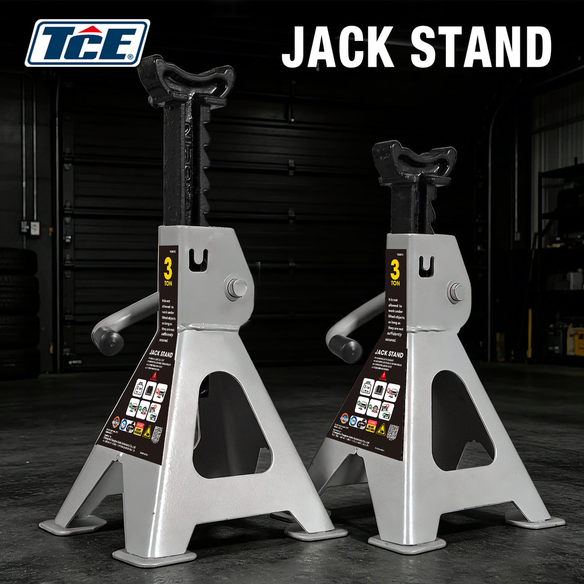 TCE Chandelles de Sécurité Robustes 3t 276-420mm Hauteur Réglable Profil Bas en 1494 Certifié GS Structure en Acier Épais pour Changement de Pneu Réparation de Châssis Adapté aux