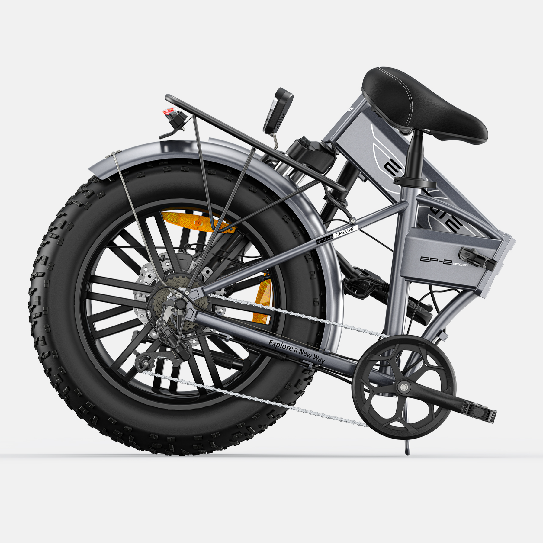 ENGWE EP-2 Boost Vélo électrique pliable avec batterie amovible 48 V 13 Ah, autonomie 120 km, pneus 50,8 x 10,2 cm, 7 vitesses, tous terrains - Gris