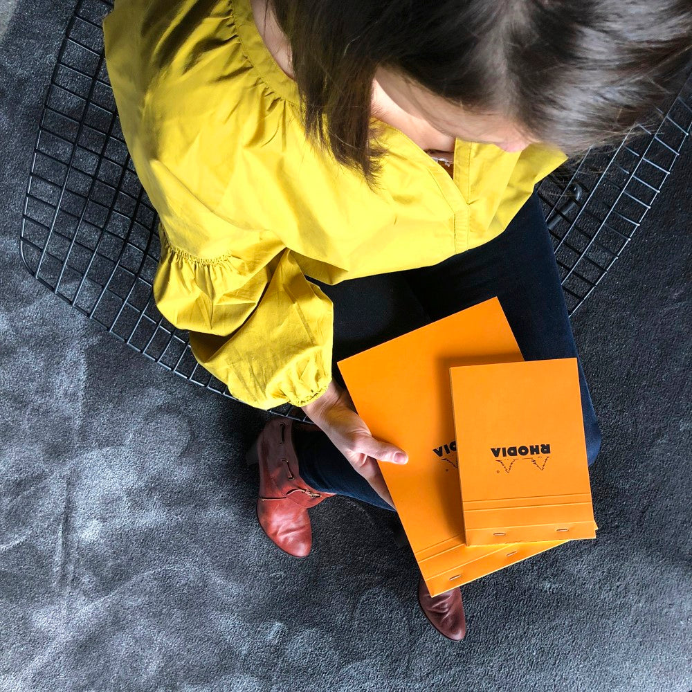 CLAIREFONTAINE Bloc agrafé Rhodia ORANGE N°18 21x29,7 cm 80 feuillets petits carreaux 5x5 80 g
