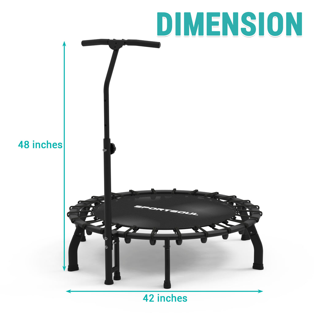 SPORTSOUL Trampoline de fitness rond de 42 pouces avec bandes de résistance élastiques, appareil d'exercice d'intérieur peu encombrant, charge maximale de l'utilisateur 120 kg