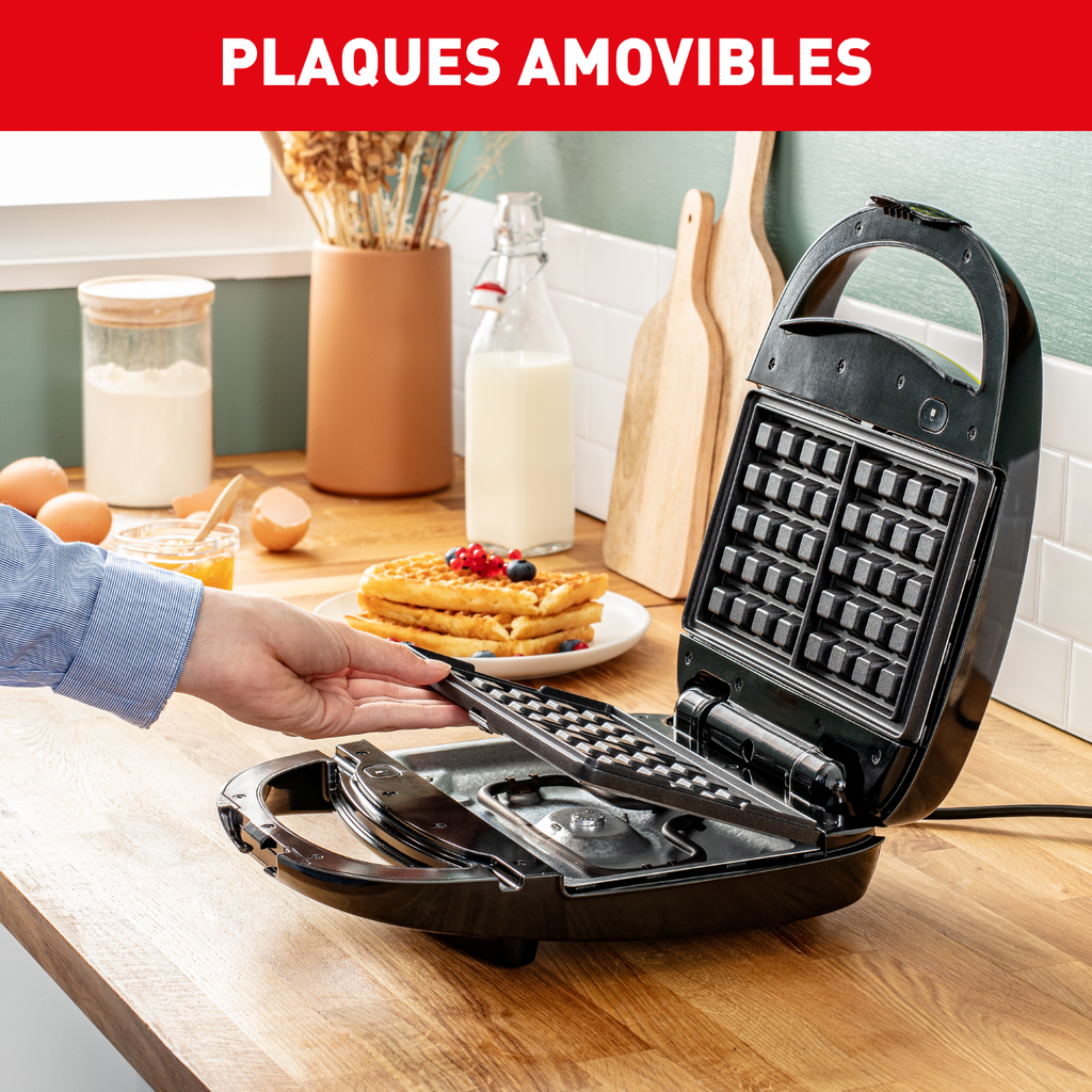 Tefal Snack Time Colormania, appareil à gaufres et sandwichs, 2 jeux de plaques inclus