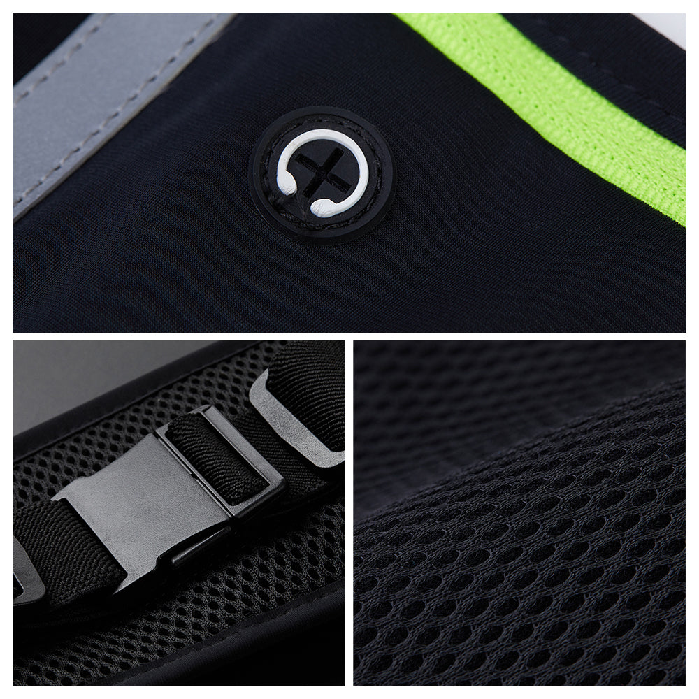 PELLIOT Sac banane Unisexe Sport Extérieur Mains Libres Pratique – Contraste saisissant avec des accents verts fluorescents, Noir obsidienne