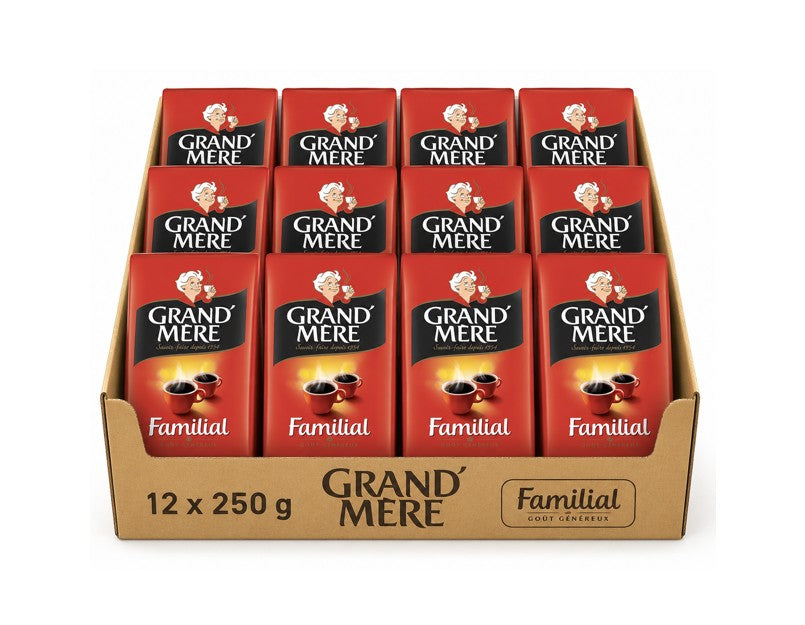 GRAND MERE Carton de 12 boîtes de café moulu, 3 kg