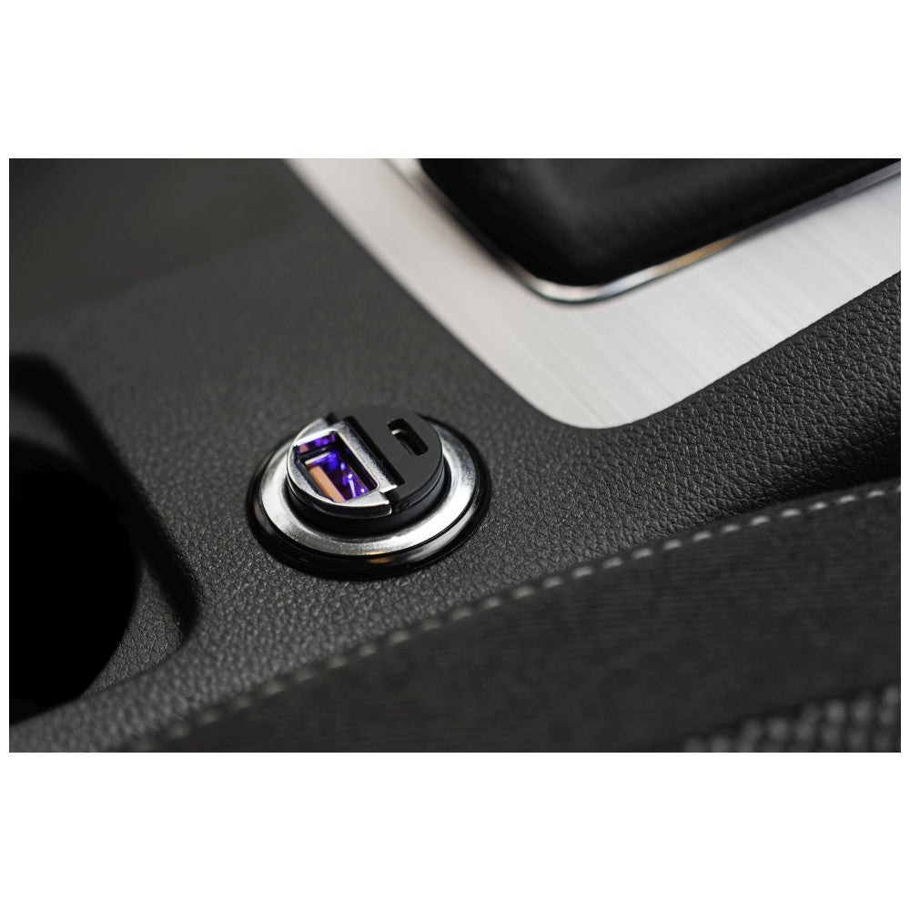 FIXED Chargeur de voiture prise allume-cigare à double port 30 W - Noir