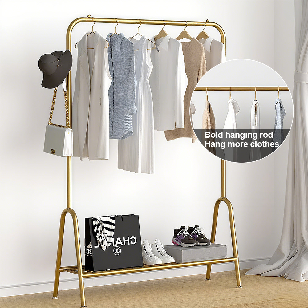 Leli Portant à vêtements sur pied à poteau unique pour chambre et balcon, finition or luxueux, 100 cm