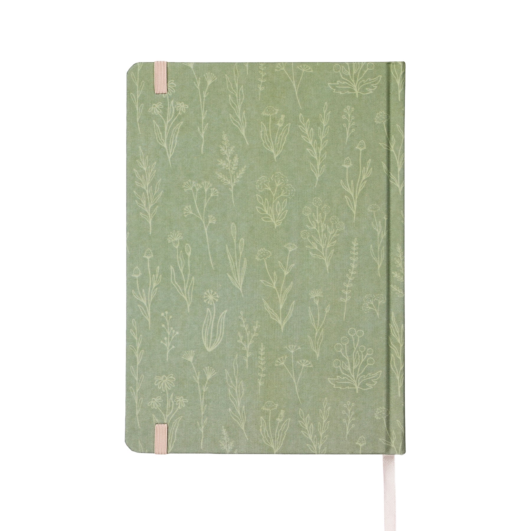 Jubiluu Carnet ligné A5 à couverture rigide en tissu floral - 96 feuilles (papier offset 100 g), Marque-page et élastique - Journal ligné crème classique pour écriture, école