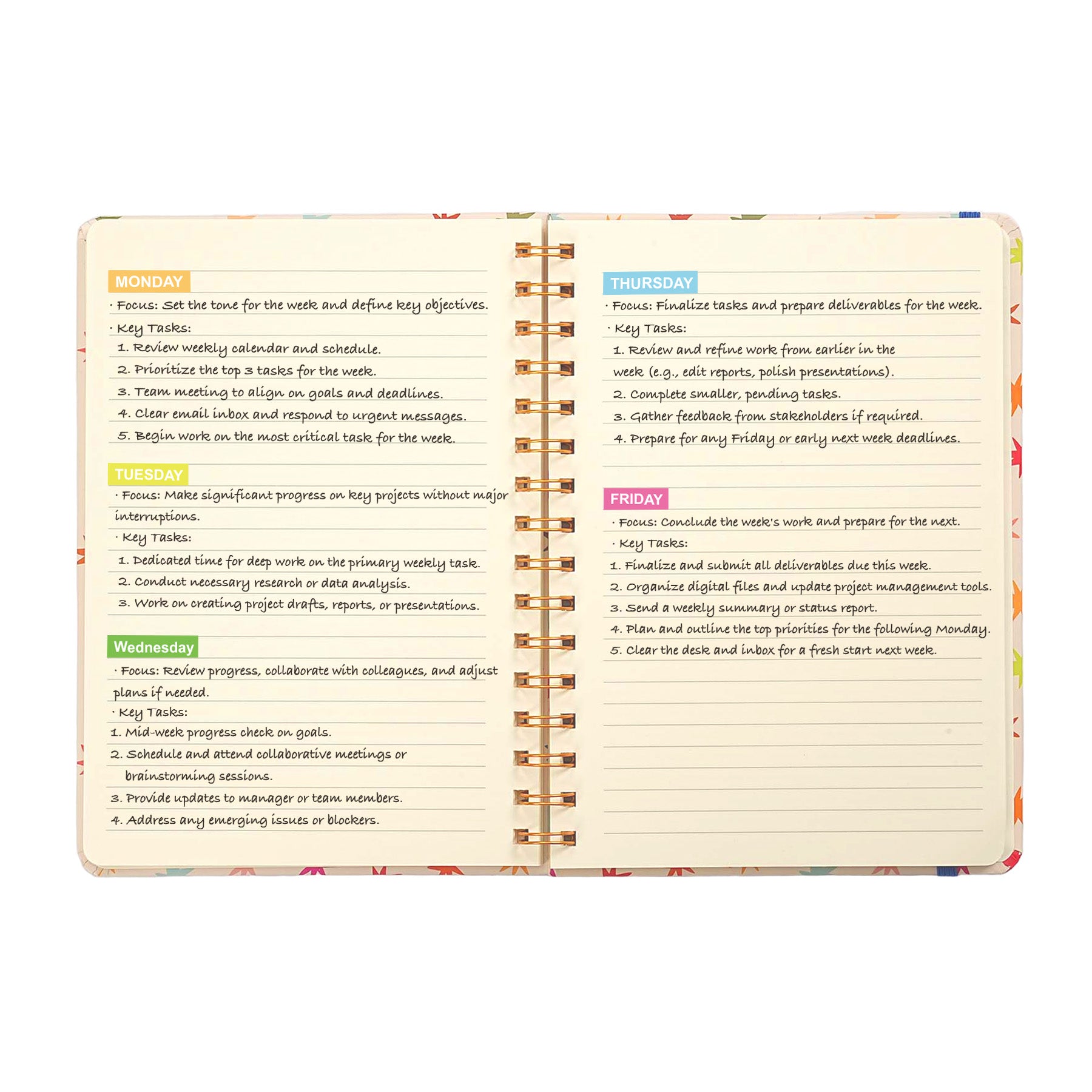 Jubiluu Carnet ligné A5 à spirale et couverture rigide - 96 feuilles (papier offset 100 g), avec bande élastique - Journal ligné crème classique pour écriture, école