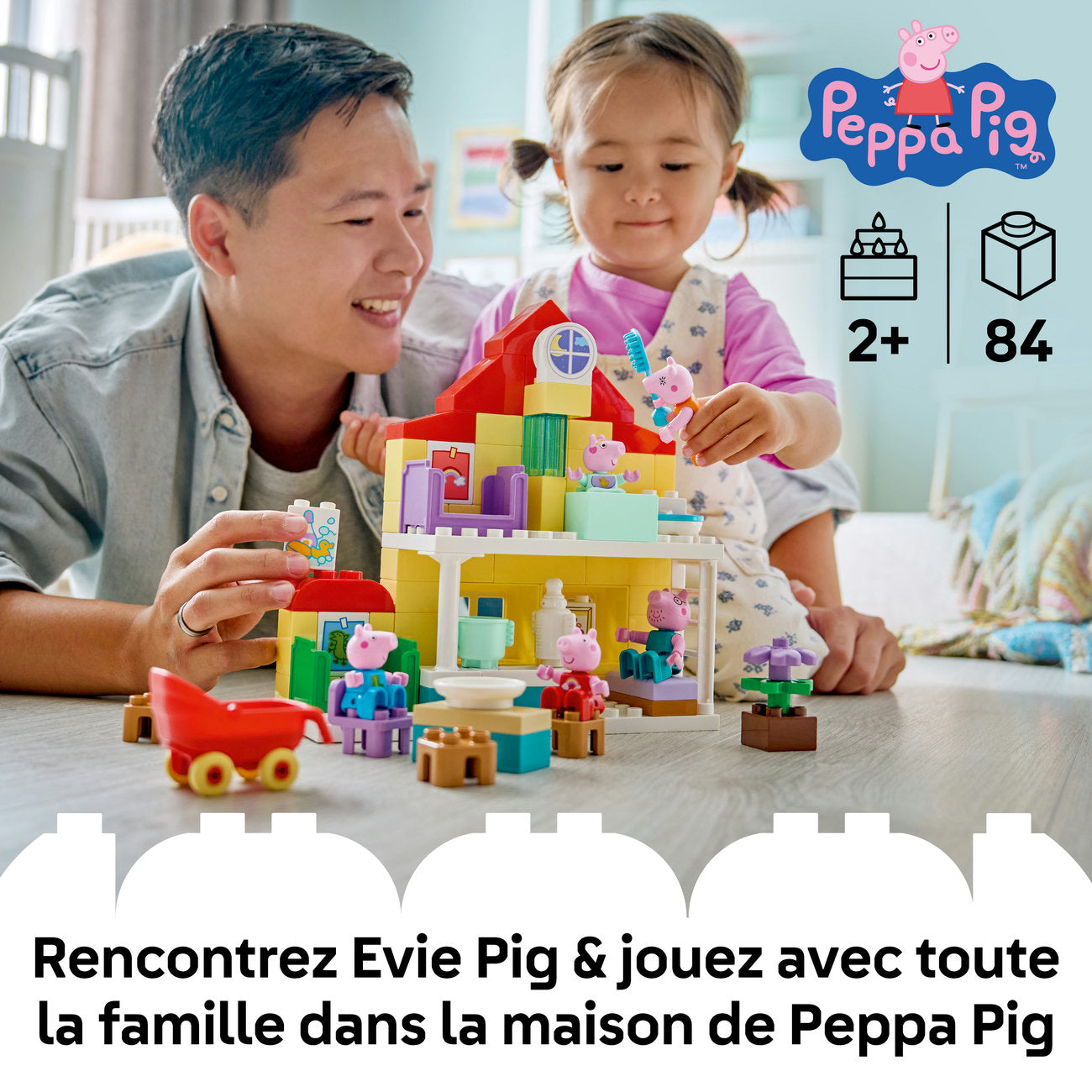 LEGO DUPLO Peppa Pig Maison de la Famille 10467 Set de Jouets de Construction avec 5 Figurines (84 Pièces)