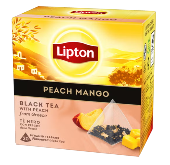 LIPTON Thé noir Pêche & mangue 20 sachets