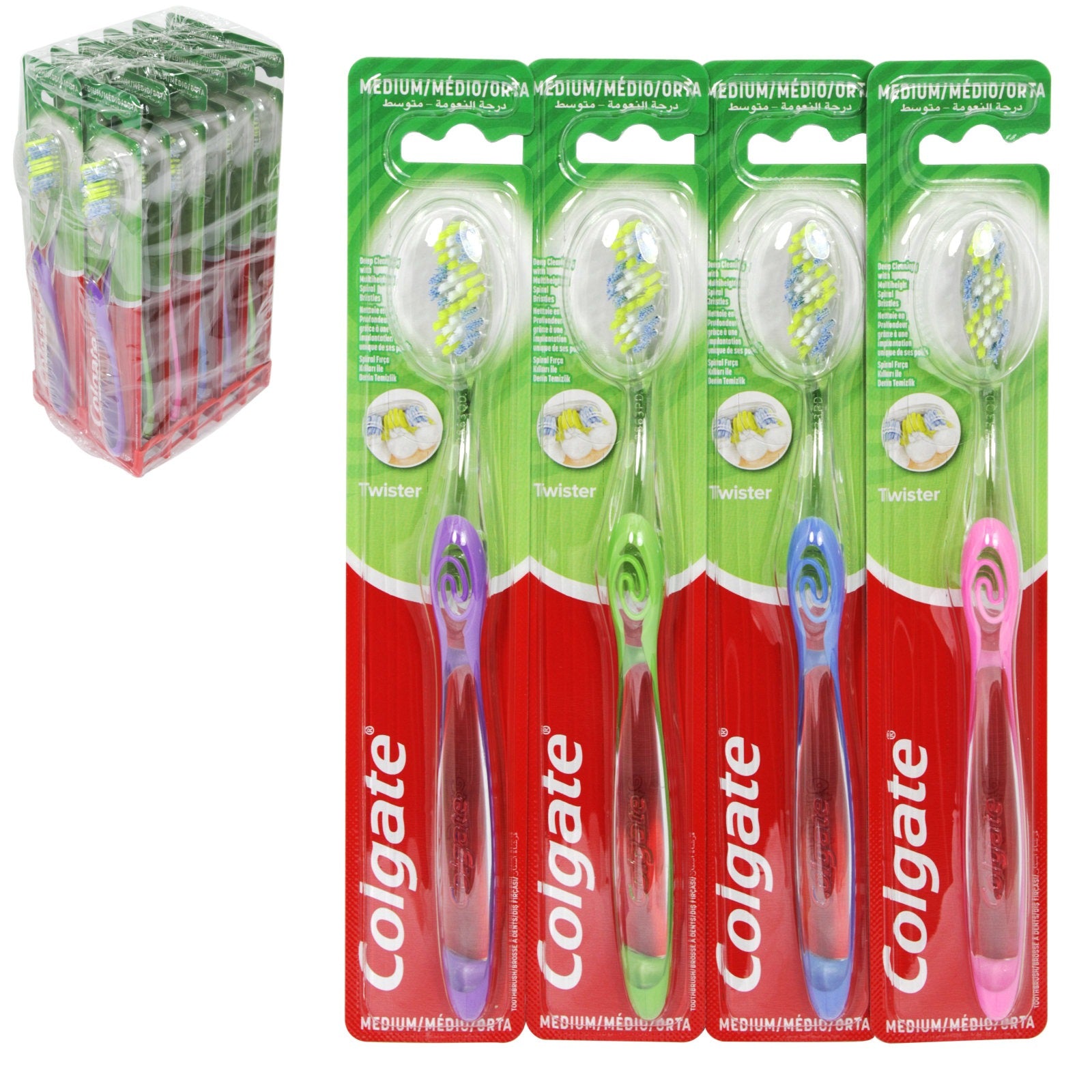 Colgate Twister Brosse à dents Medium Lot de 12 CDU