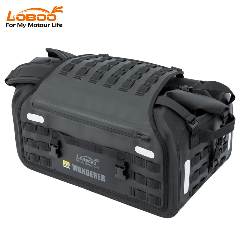 LOBOO Wanderer Sac pour arrière de moto en TPU renforcé imperméable avec sangles de sac à dos et fermeture magnétique à rabat - 50 L