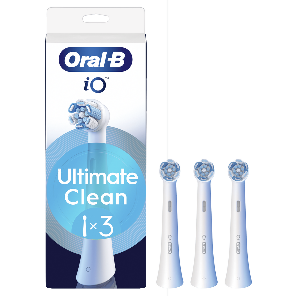Oral-B iO Series 3 brossettes de rechange rondes d’origine Ultimate Clean blanches adaptées aux gencives sensibles