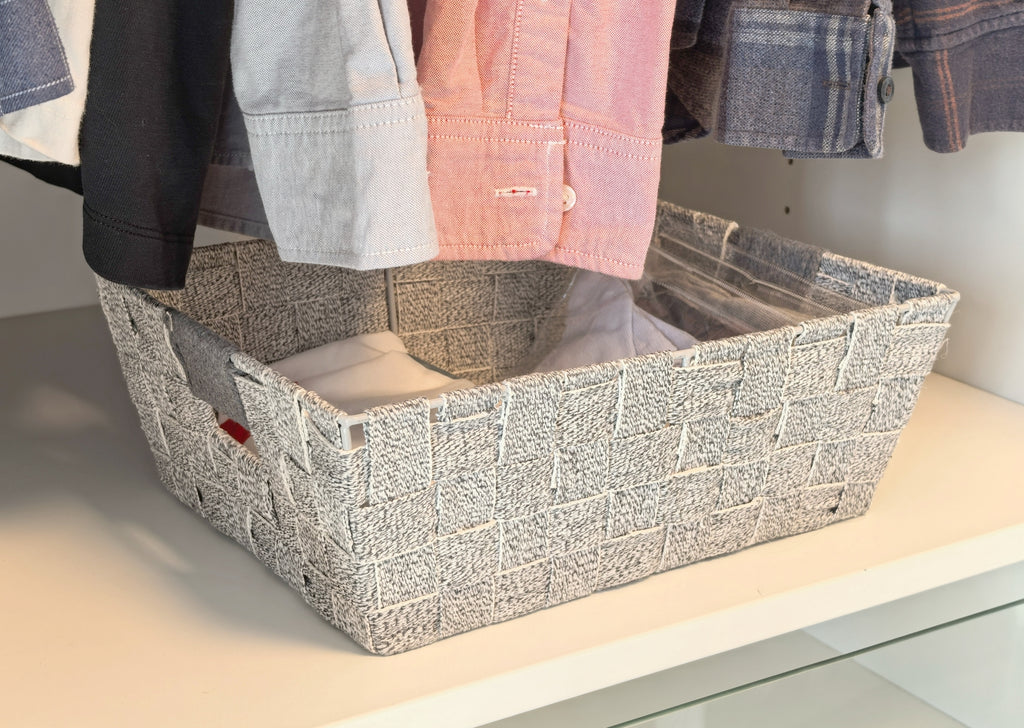 KEVAHOME Lot de 2 paniers moyens avec sangles en coton - gris - 13 x 10 x 4,5'' H