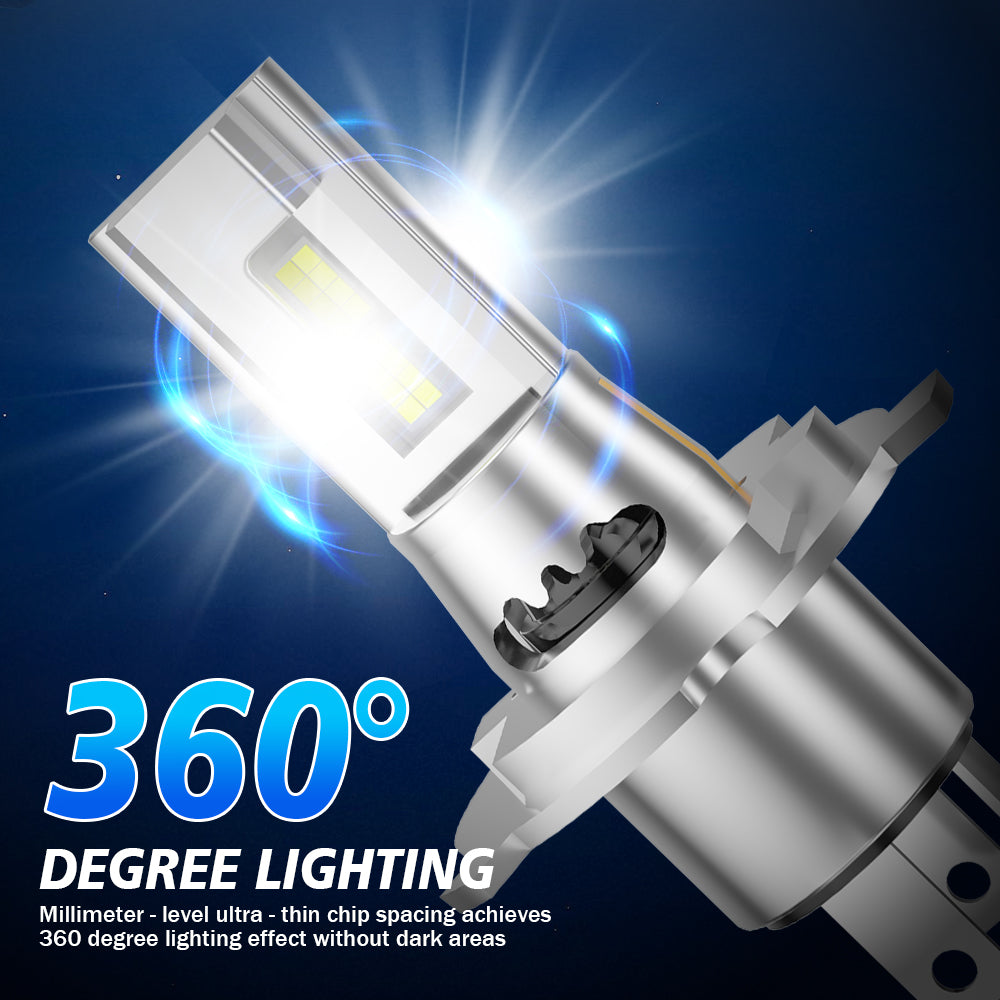 Roadsun H4/9003/HB2 Ampoule 500 % plus lumineuse, 6500K blanc froid, étanche IP68 avec taille 1:1 équivalente aux halogènes
