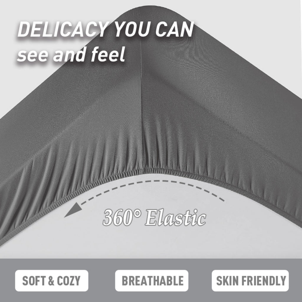 LEBONSOIR Drap-housse 135 x 190 cm, Bonnet profond 30 cm/12 pouces - Microfibre douce, Élastique anti-déboîtement, 1 drap-housse seulement - Gris foncé