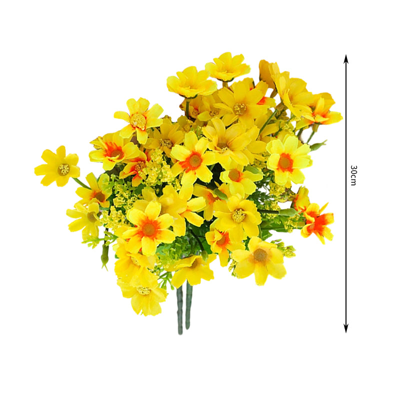 Wei's moment 6 lots de plantes artificielles pour balcon et intérieur, décoration de fleurs en plastique, plastique faux, fleurs résistantes aux UV pour tombes et jardin jaune