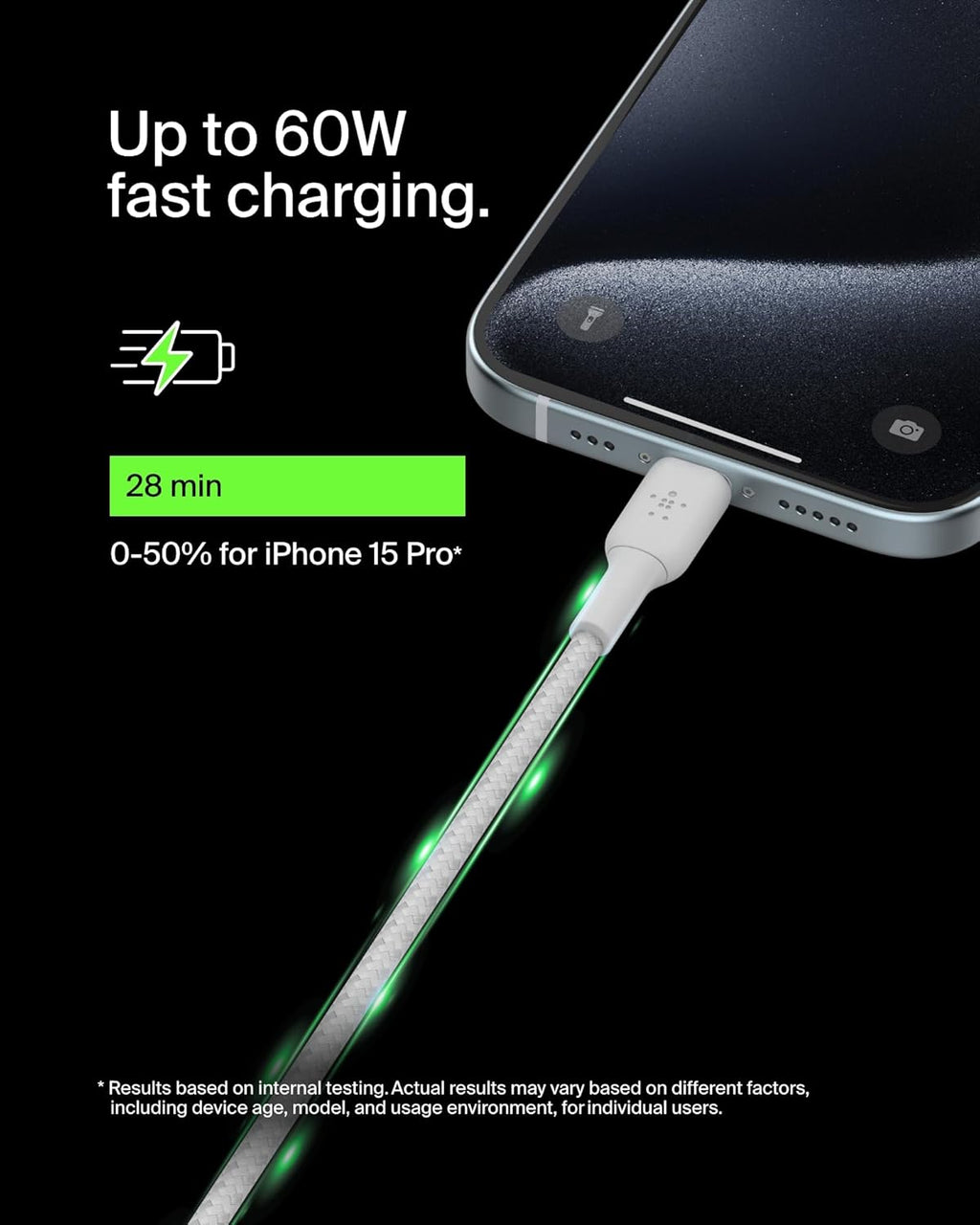 Belkin BoostCharge Câble tressé blanc USB-C vers USB-C - 2 m