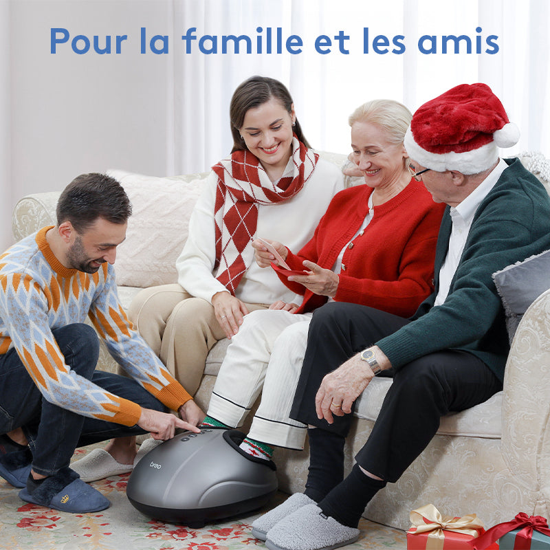 breo Appareil de massage des pieds chauffant, Pétrissage en profondeur, Massage shiatsu, Relaxation, Soulagement douleurs aux pieds, Fasciite plantaire