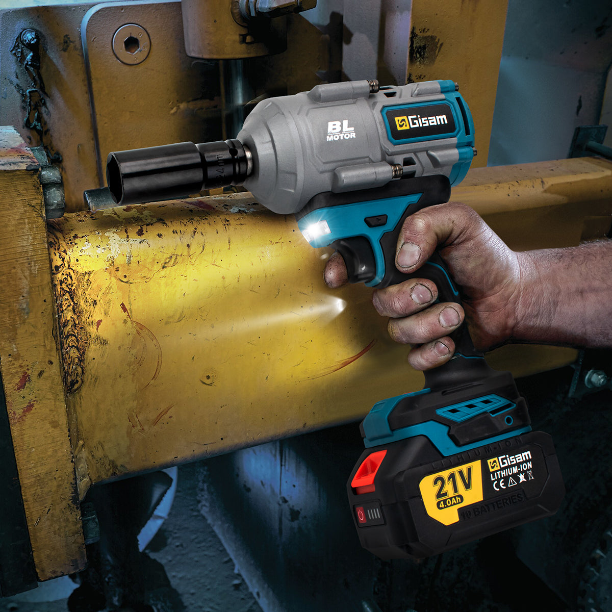 GISAM Clé à chocs électrique brushless sans fil 2000N.m 1/2 pouce, compatible avec batterie Makita 18 V