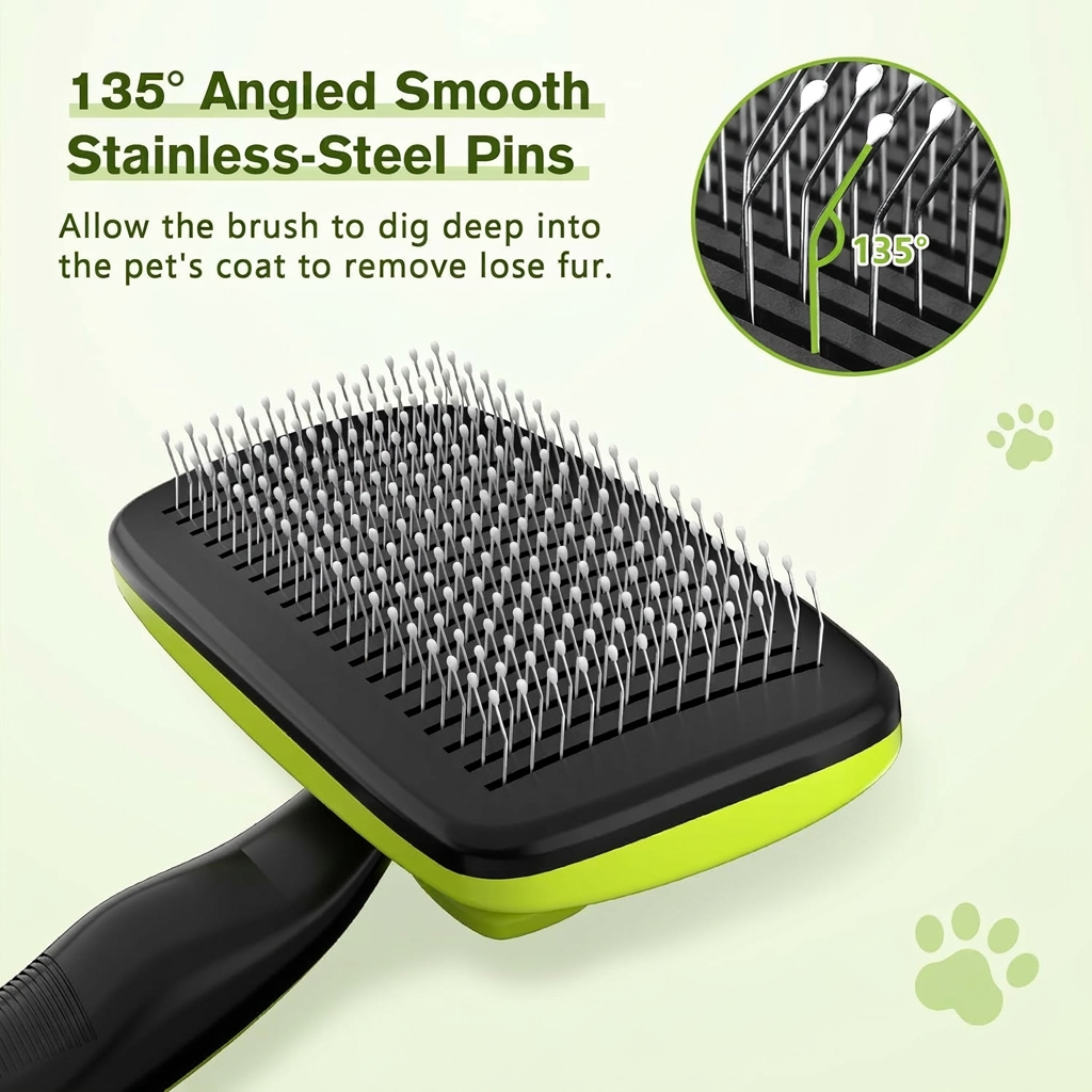 Pecute Peigne rétractable basique pour animaux de compagnie (Petit, avec perles adhésives) | Couleur : Vert + Noir