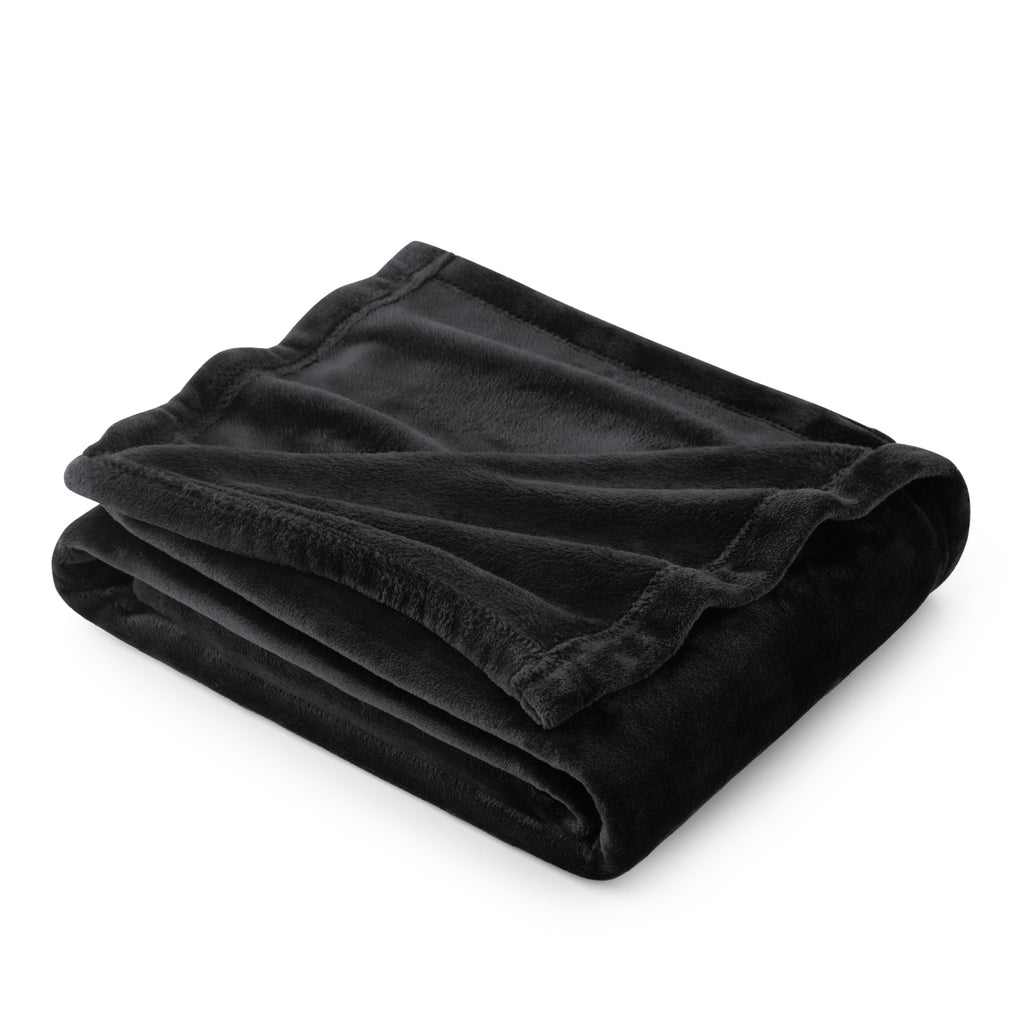 Plaid Polaire Couverture Canapé - Douillette en Microfibre en Flanelle, Douce et Chaude, Jeté de Canapé Grande Taille, XL 150 x 200 cm, Noir, 90% Polyester