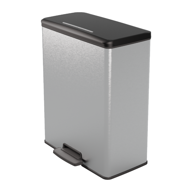 CURVER Poubelle à pédale DECOBIN Rectangle 65L Noir / Argent