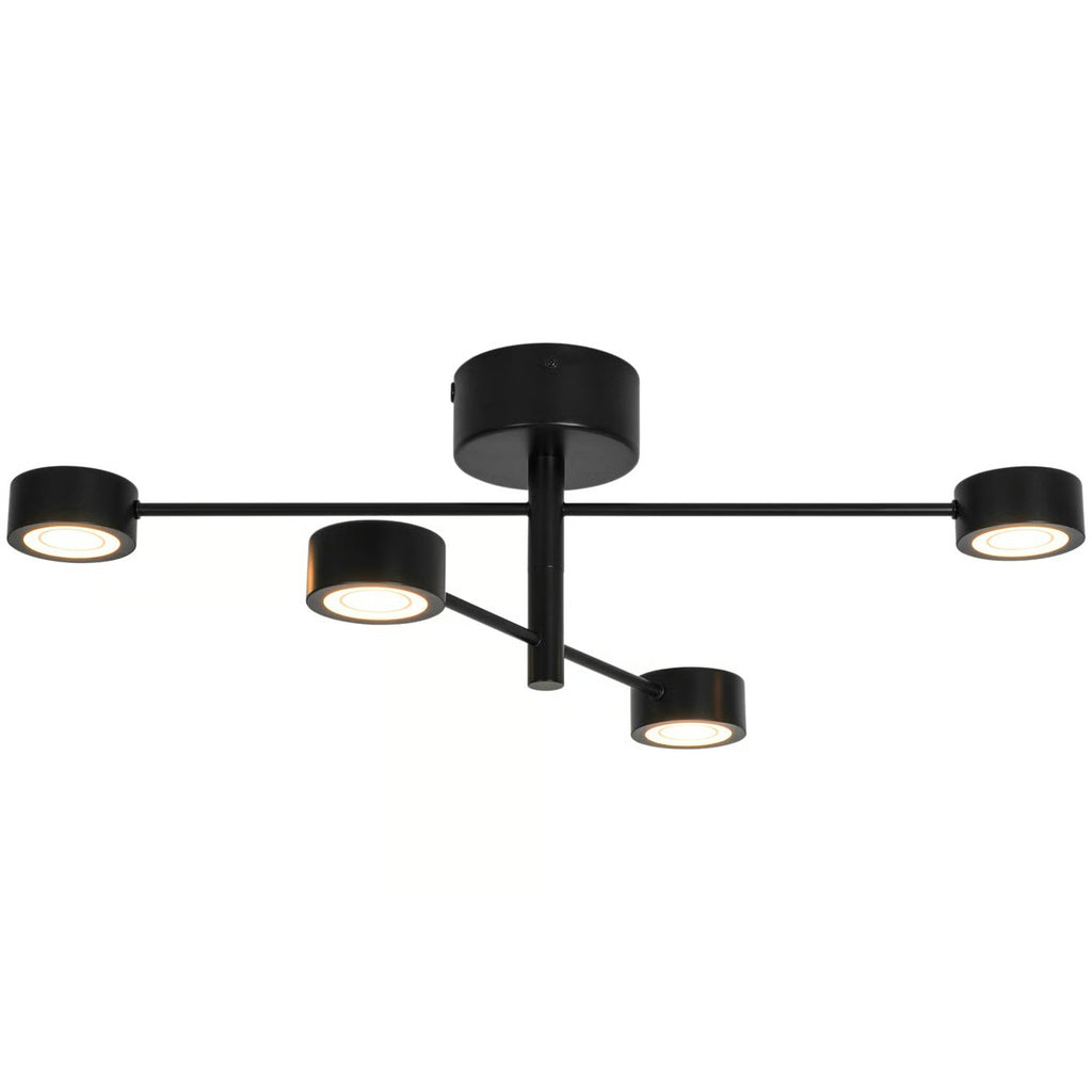 Spoterie CLYDE Flex 4 spots Rail - LED intégrée métal noir - blanc chaud 2700k IP20 - Nordlux, Intérieur
