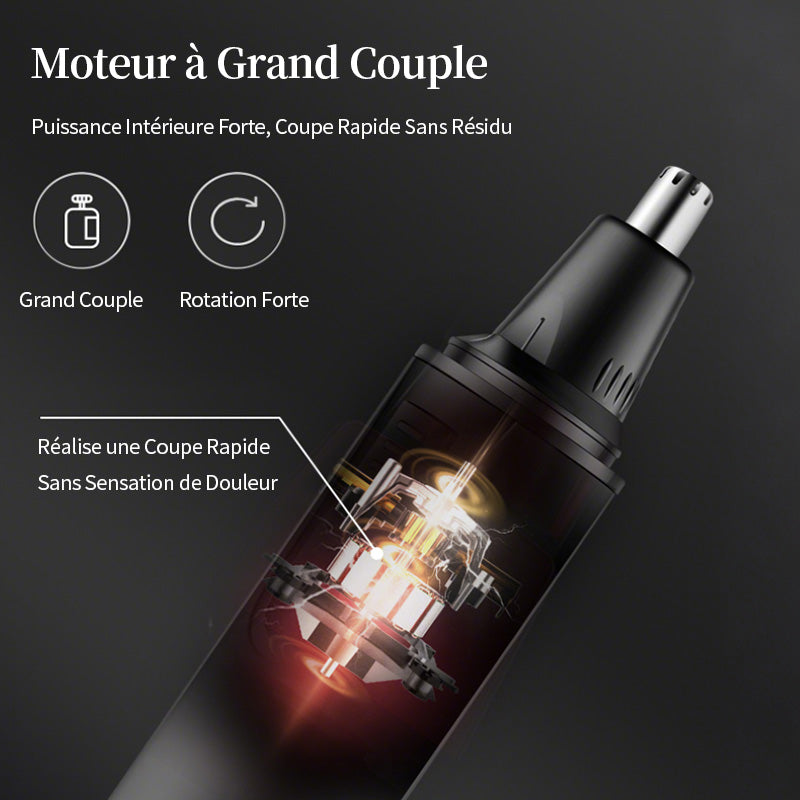 Sparoma Tondeuse poils nez et oreilles 3-en-1 pour hommes avec lumière LED, Têtes de tondeuse favoris et sourcils, Moteur 6500 tr/min, Entièrement étanche, À piles