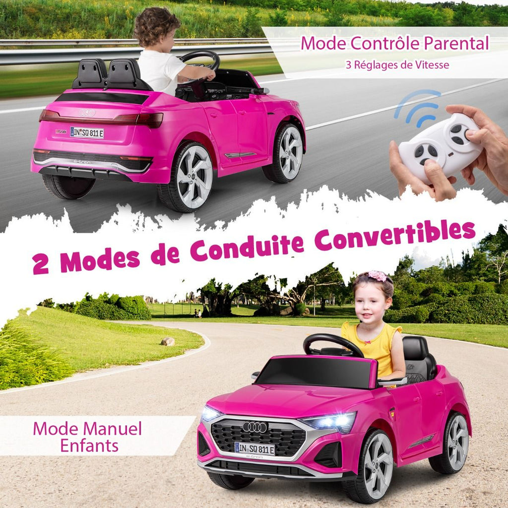 Costway Voiture électrique pour enfants 12 V, édition sous licence Audi SQ8, avec télécommande, klaxon, éclairage LED, musique, contrôle de vitesse à 3 niveaux