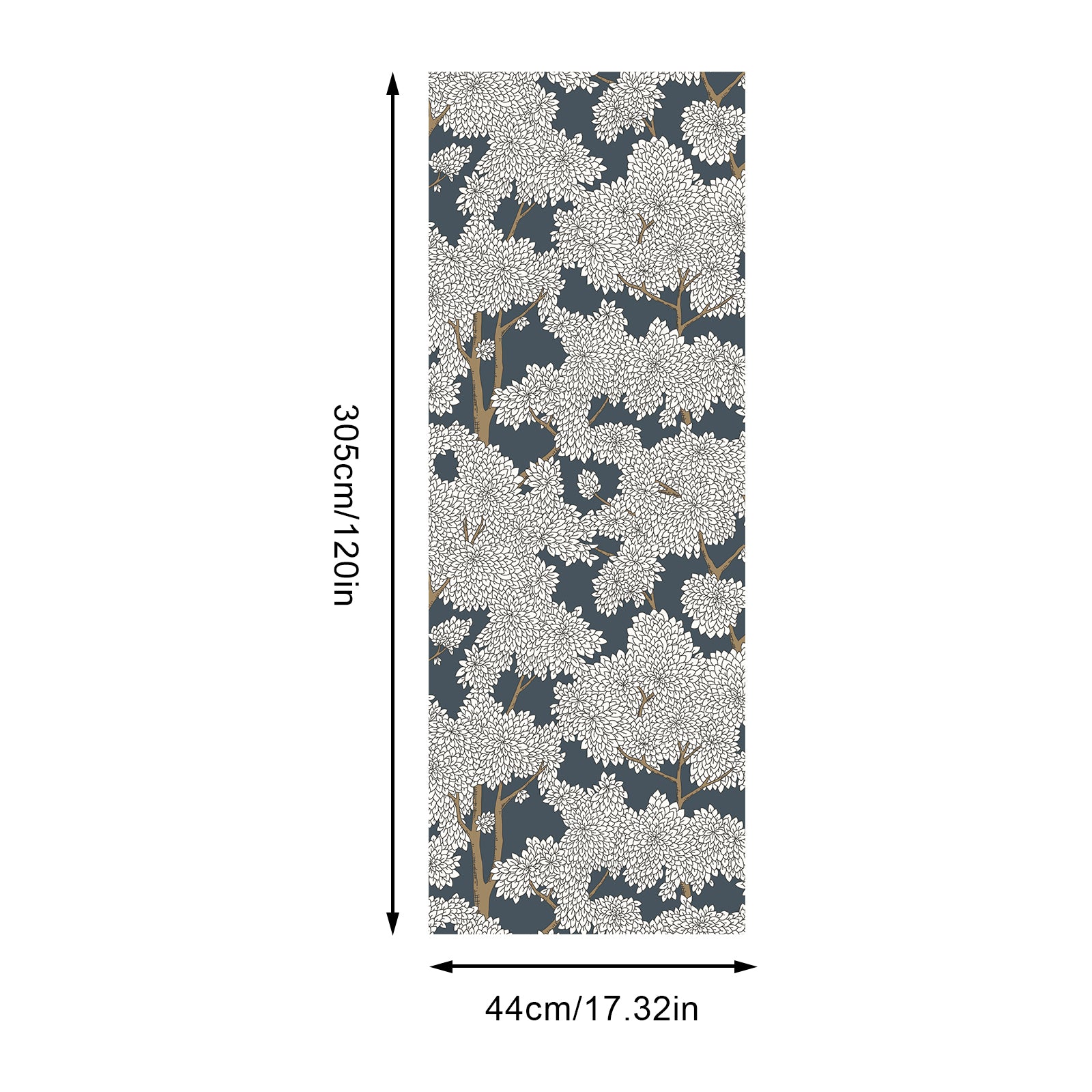 Papier Peint Autocollant Murgall Branches Luxuriantes Bleu 44x305cm 1 Rouleau