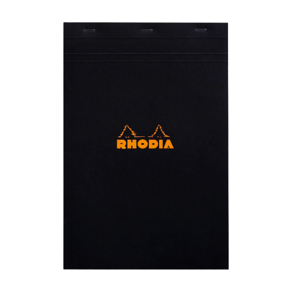 CLAIREFONTAINE Cahier à dos à spirale Rhodia Noir N°19, 21 x 31,8 cm, 80 feuilles, grille quadrillée 5 x 5 mm, papier 80 g/m²