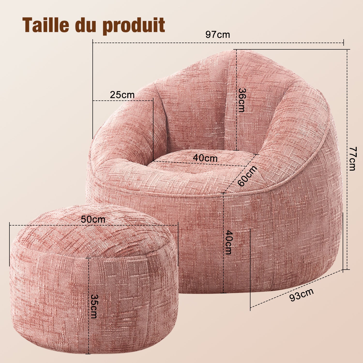 GTIMEX Fauteuil, Canapé Gamer avec Repose-pieds, 97 x 93 x 77 cm, Capacité de charge statique : 135 kg, Doux et résistant, avec garnissage en mousse à mémoire de forme granulaire