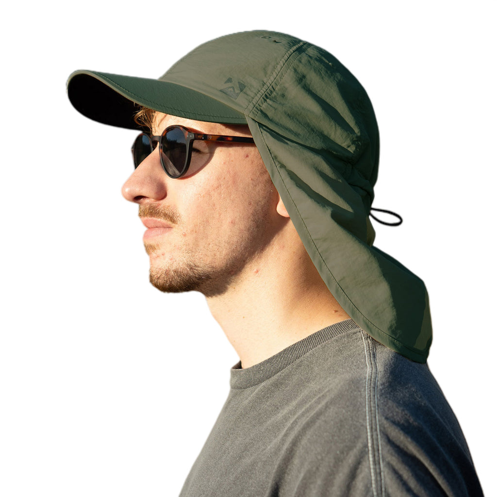 TOP-EX Casquette imperméable réglable avec protection solaire et saharienne, taille M/L - Vert militaire