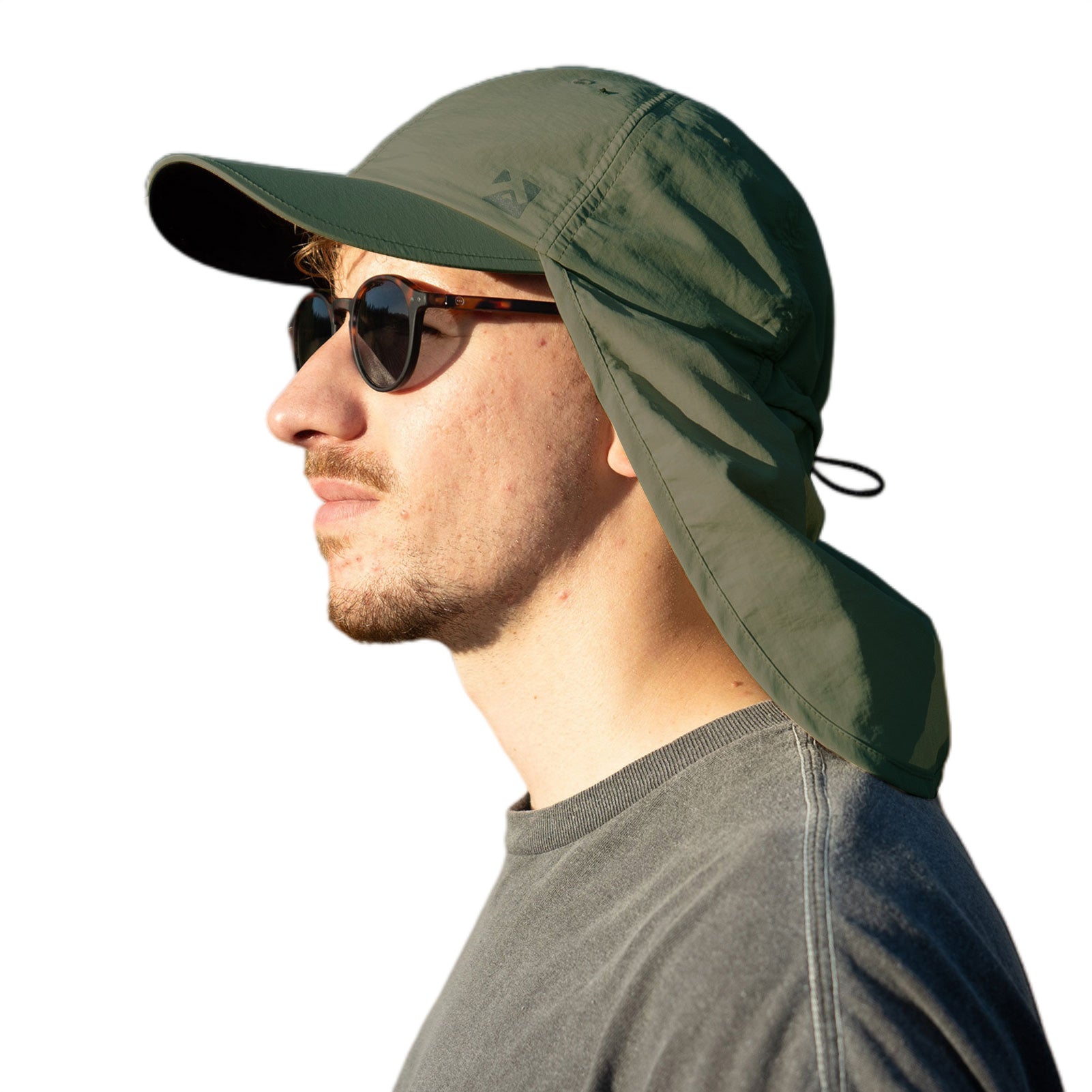 TOP-EX Casquette imperméable réglable avec protection solaire et saharienne, taille M/L - Vert militaire